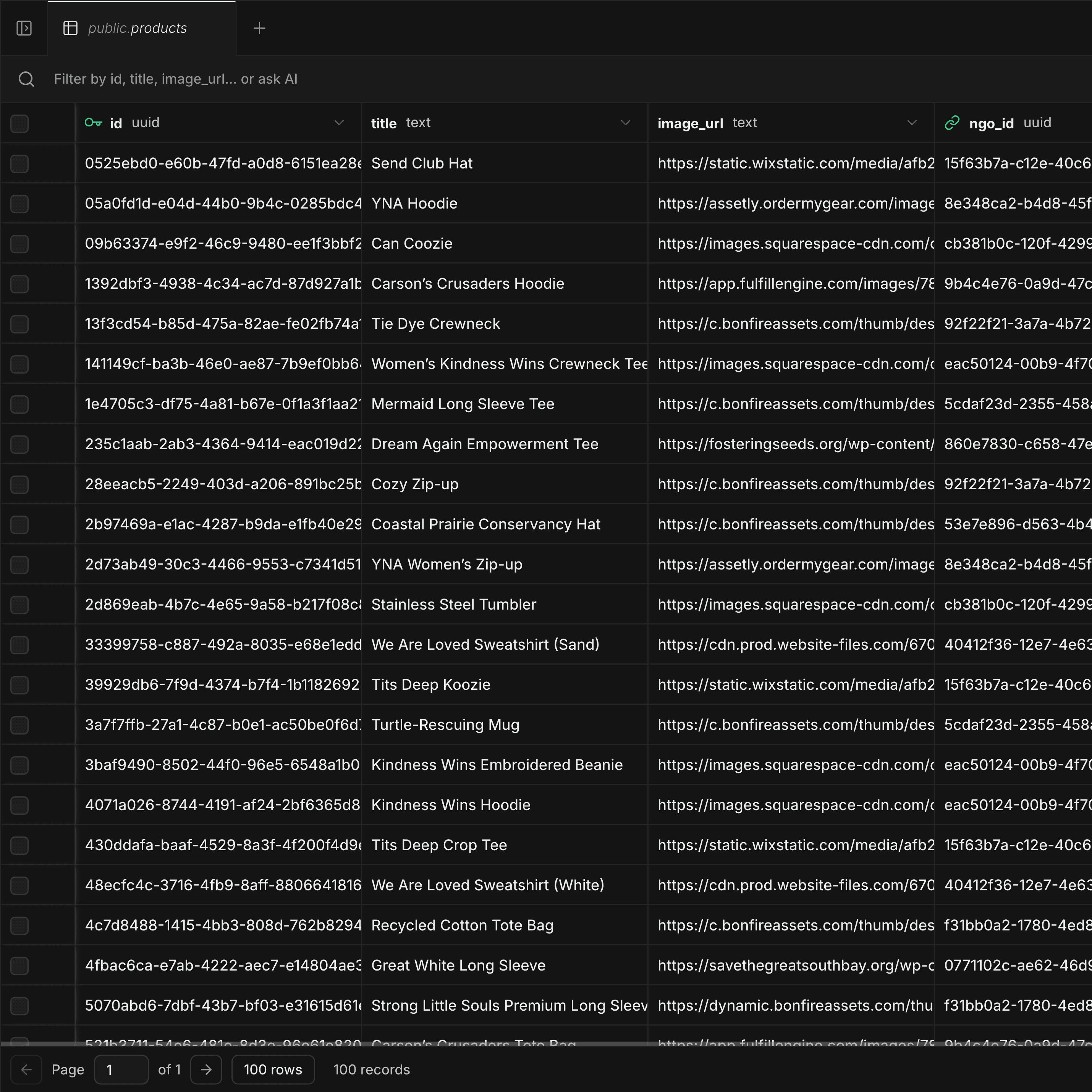 Walkthrough: supabase image_url column